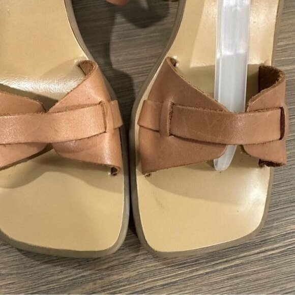 VTG Xhiliration Leather 90s Y2K square toe block heel strappy sandals size 8.5 - Picture 3 of 9